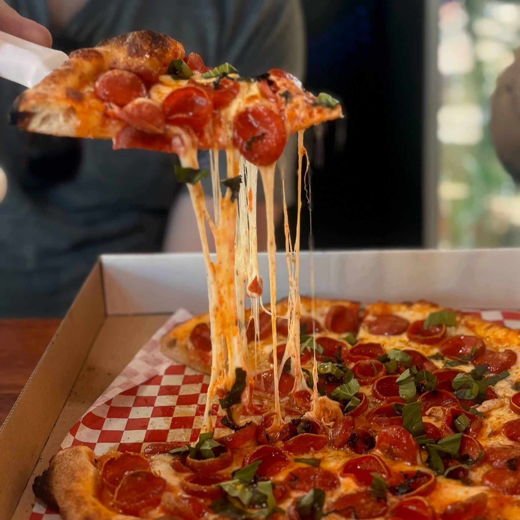 Wood fired pepperoni pizza for a team lunch in Wenatchee